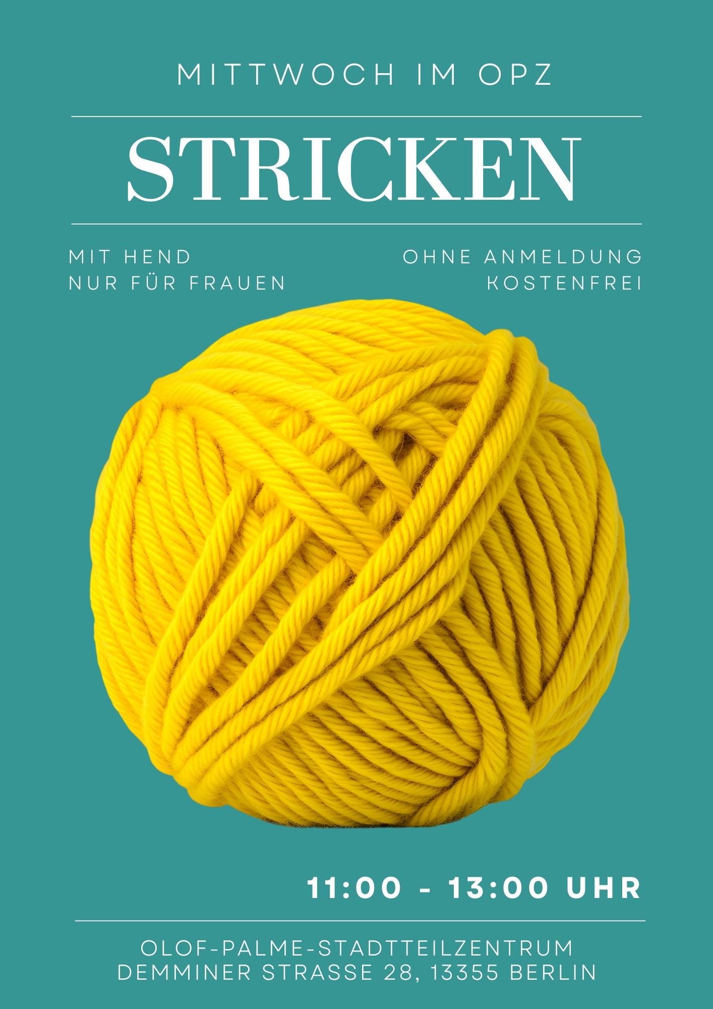 Flyer mit Wollknäuel