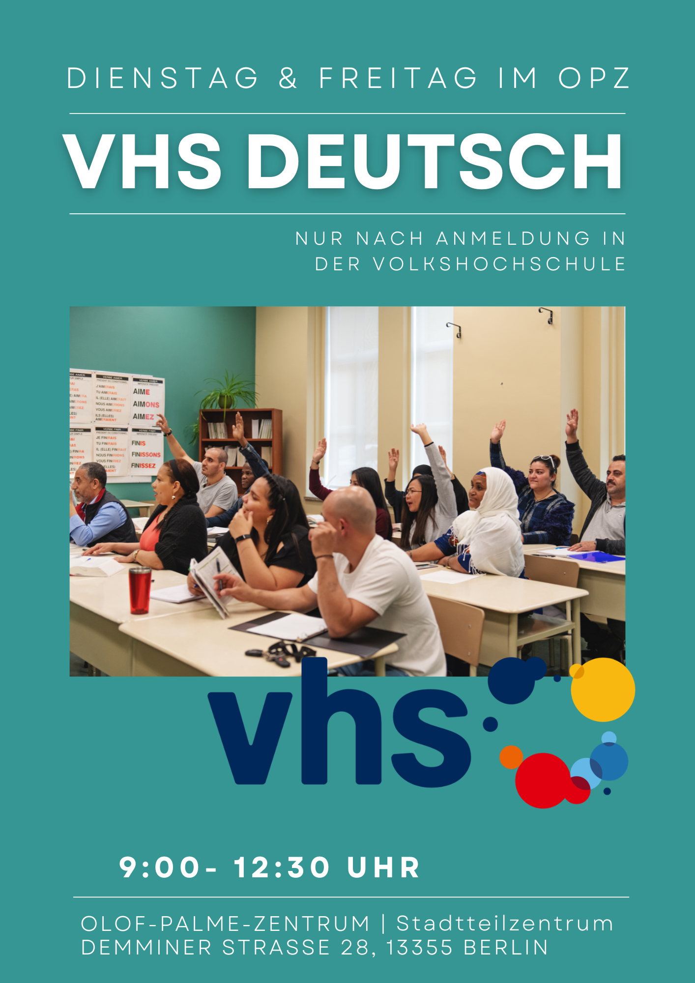 VHS Deutsch im OPZ Dienstag und Freitag Deutschangebot Volkshochschule