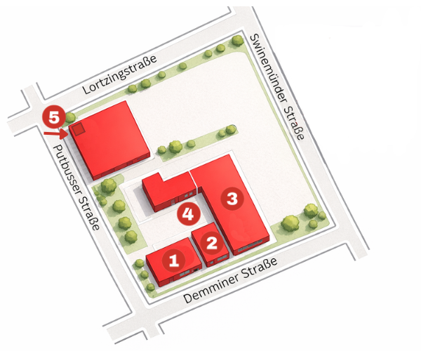 Lageplan des Campus im Brunnenviertel zeigt beteiligte Einrichtungen