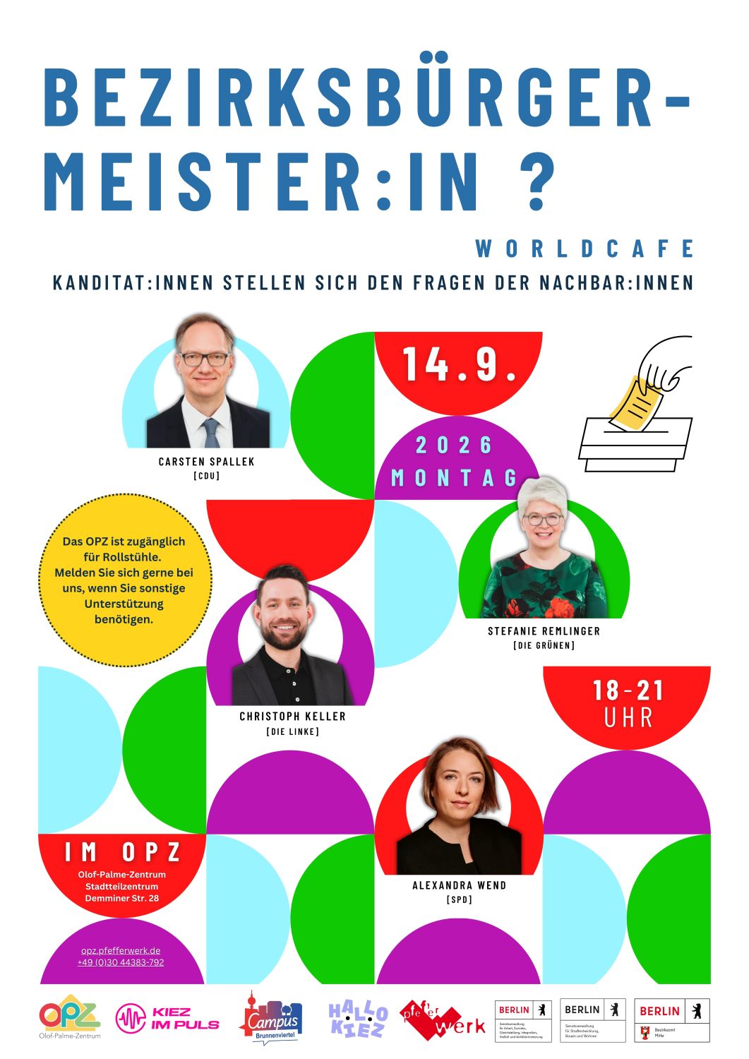 Wahlveranstaltung Berlin Wahl1 Kandidaten Wahl 2026 Bezirk Mitte Podiumsdiskussion